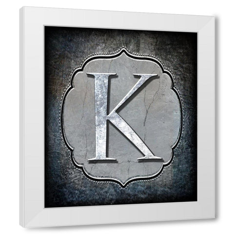 Letter K White Modern Wood Framed Art Print by LightBoxJournal