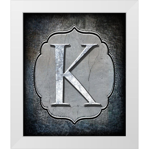 Letter K White Modern Wood Framed Art Print by LightBoxJournal