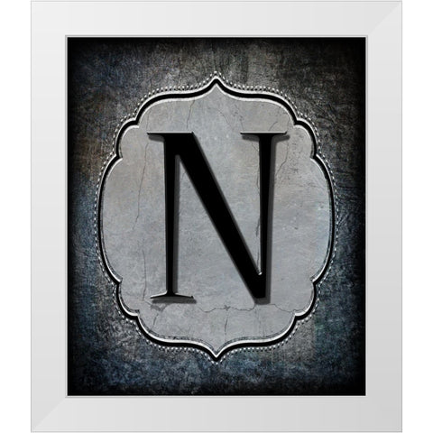 Letter N White Modern Wood Framed Art Print by LightBoxJournal