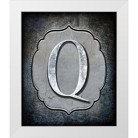 Letter Q White Modern Wood Framed Art Print by LightBoxJournal