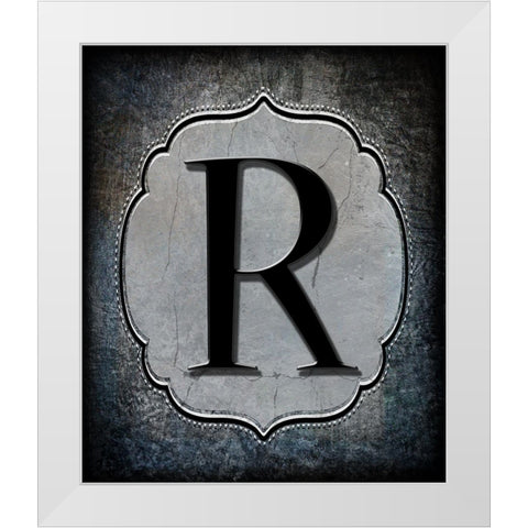 Letter R White Modern Wood Framed Art Print by LightBoxJournal