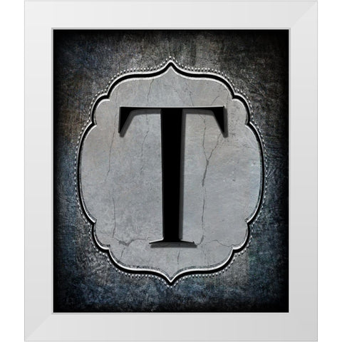 Letter T White Modern Wood Framed Art Print by LightBoxJournal