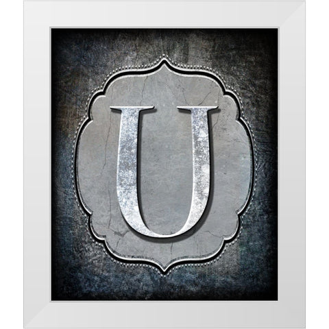 Letter U White Modern Wood Framed Art Print by LightBoxJournal