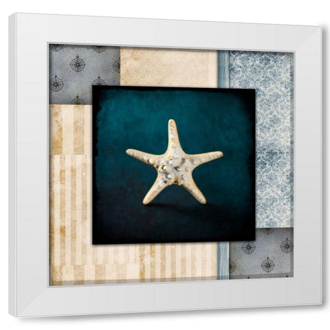 Blue Sea Bumpy Star White Modern Wood Framed Art Print by LightBoxJournal