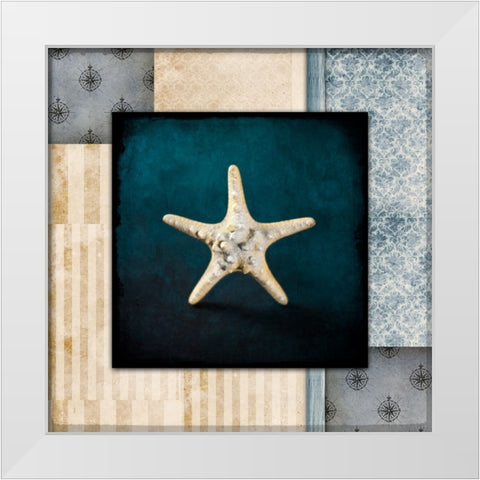 Blue Sea Bumpy Star White Modern Wood Framed Art Print by LightBoxJournal