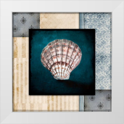 Blue Sea Clam Shell 2 White Modern Wood Framed Art Print by LightBoxJournal
