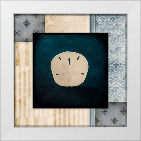 Blue Sea Sand Dollar White Modern Wood Framed Art Print by LightBoxJournal