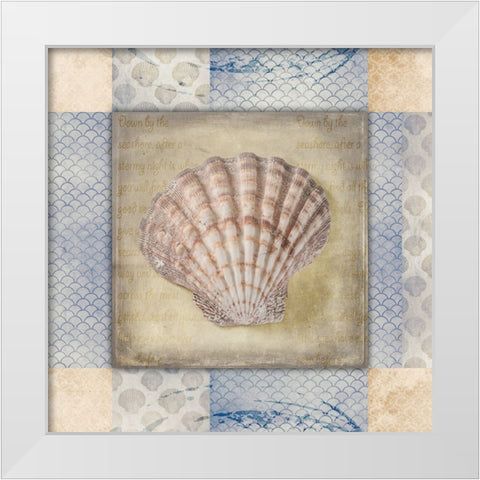 White Sea Shell White Modern Wood Framed Art Print by LightBoxJournal