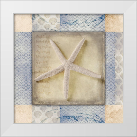 White Sea Starfish White Modern Wood Framed Art Print by LightBoxJournal