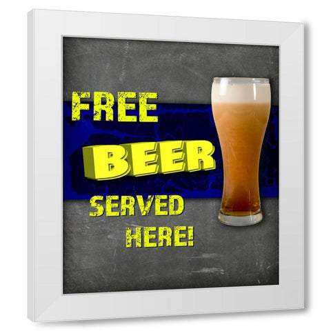 Dorm Room Pub Free Beer White Modern Wood Framed Art Print by LightBoxJournal