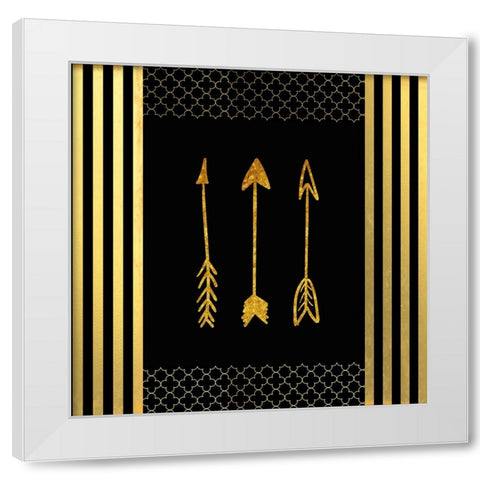 Black And Gold - Feathered Fashion Arrow White Modern Wood Framed Art Print by LightBoxJournal
