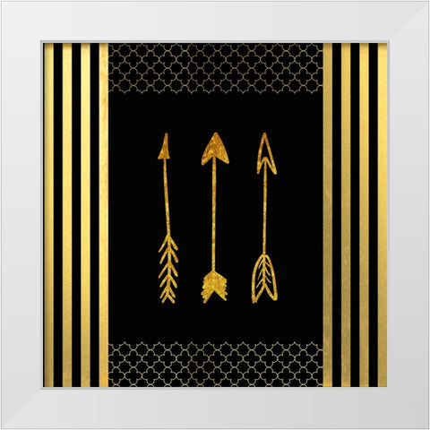 Black And Gold - Feathered Fashion Arrow White Modern Wood Framed Art Print by LightBoxJournal