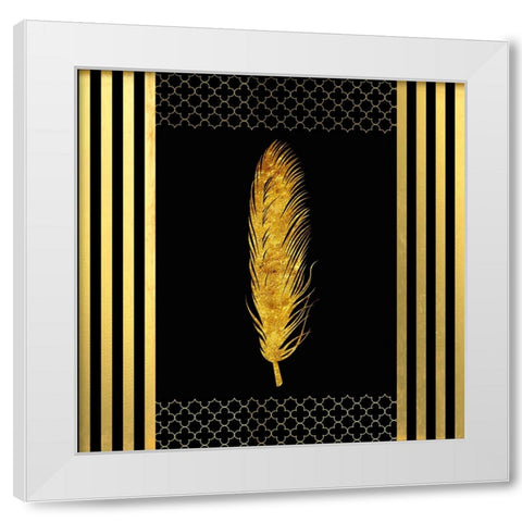 Black And Gold - Feathered Fashion White Modern Wood Framed Art Print by LightBoxJournal