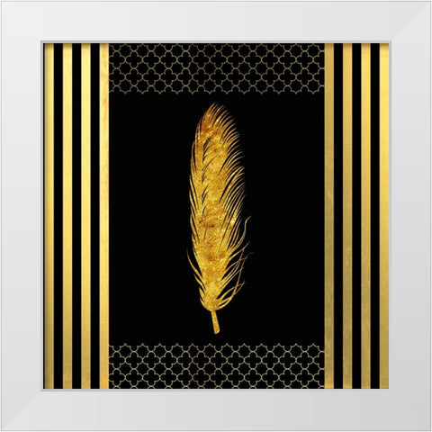 Black And Gold - Feathered Fashion White Modern Wood Framed Art Print by LightBoxJournal