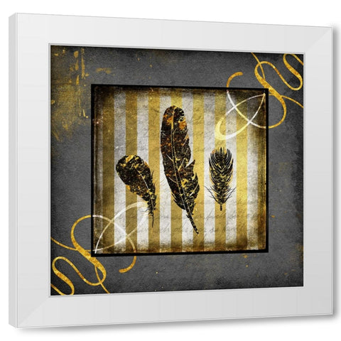 Black And Gold - Feathers White Modern Wood Framed Art Print by LightBoxJournal
