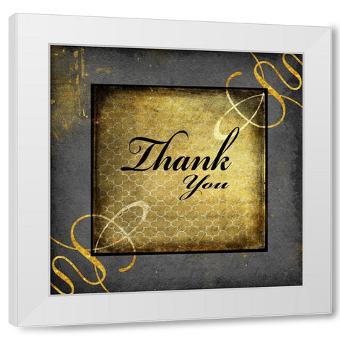 Black And Gold - Thank you 1 White Modern Wood Framed Art Print by LightBoxJournal