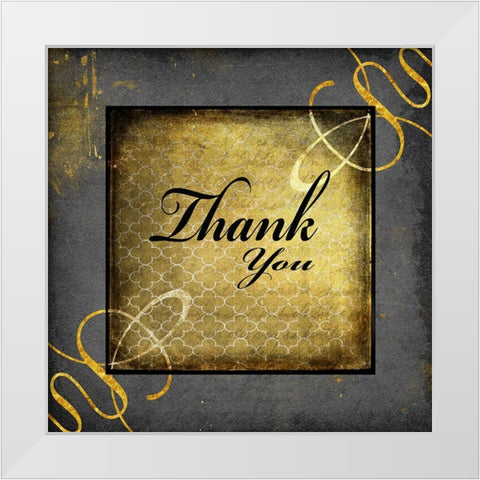 Black And Gold - Thank you 1 White Modern Wood Framed Art Print by LightBoxJournal