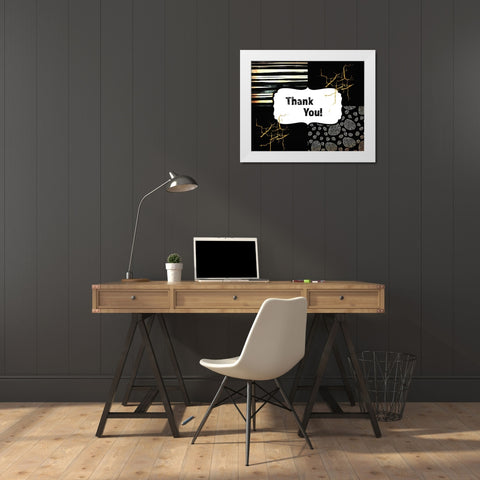 Black And Gold - Thank you 3 White Modern Wood Framed Art Print by LightBoxJournal