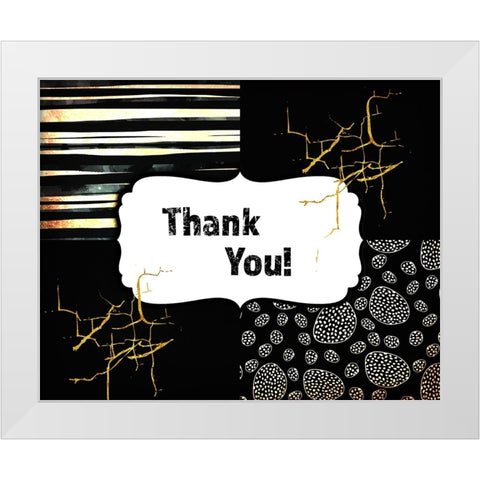 Black And Gold - Thank you 3 White Modern Wood Framed Art Print by LightBoxJournal