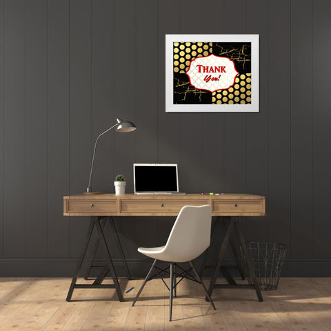 Black And Gold - Thank you 6 White Modern Wood Framed Art Print by LightBoxJournal