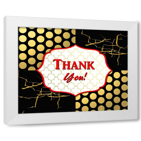 Black And Gold - Thank you 6 White Modern Wood Framed Art Print by LightBoxJournal