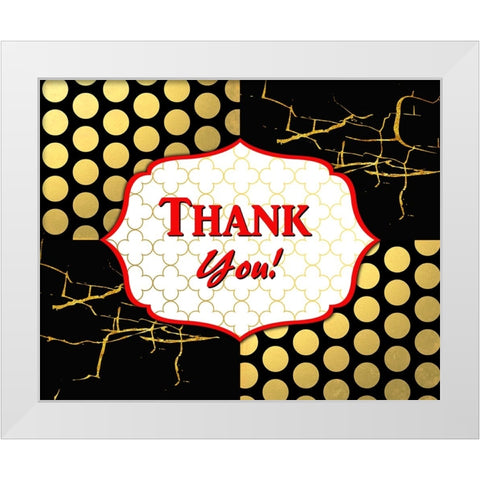 Black And Gold - Thank you 6 White Modern Wood Framed Art Print by LightBoxJournal
