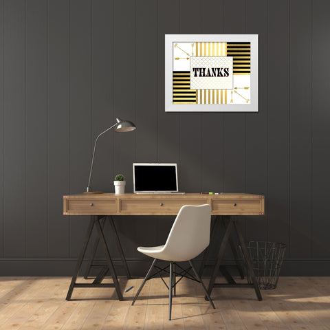 Black And Gold - Thank you 8 White Modern Wood Framed Art Print by LightBoxJournal
