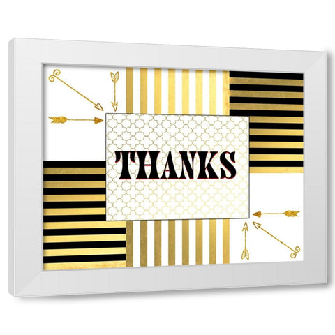Black And Gold - Thank you 8 White Modern Wood Framed Art Print by LightBoxJournal