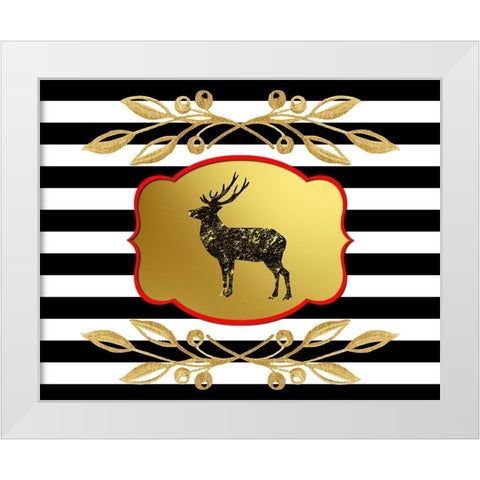 Gold Hello Beautiful deer White Modern Wood Framed Art Print by LightBoxJournal