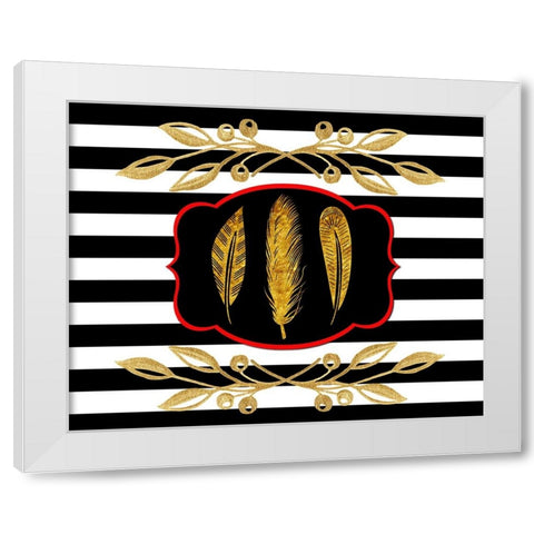 Gold Hello Beautiful feather White Modern Wood Framed Art Print by LightBoxJournal