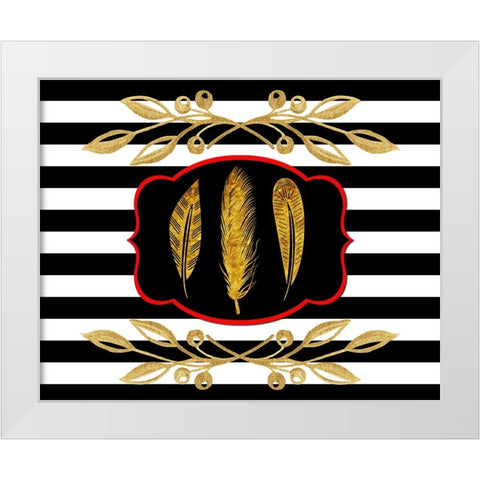 Gold Hello Beautiful feather White Modern Wood Framed Art Print by LightBoxJournal