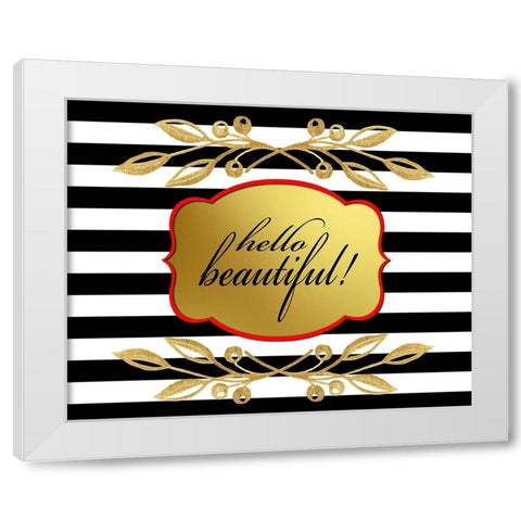 Gold Hello Beautiful White Modern Wood Framed Art Print by LightBoxJournal
