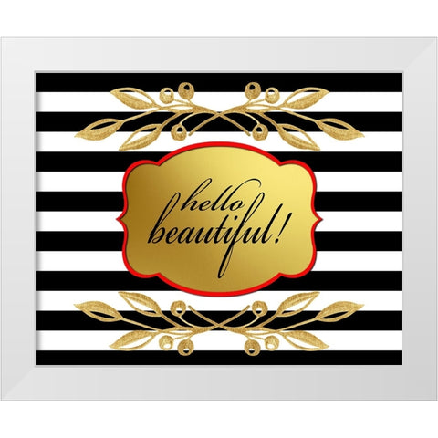 Gold Hello Beautiful White Modern Wood Framed Art Print by LightBoxJournal