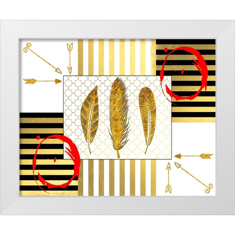 Gold Love Feathers White Modern Wood Framed Art Print by LightBoxJournal