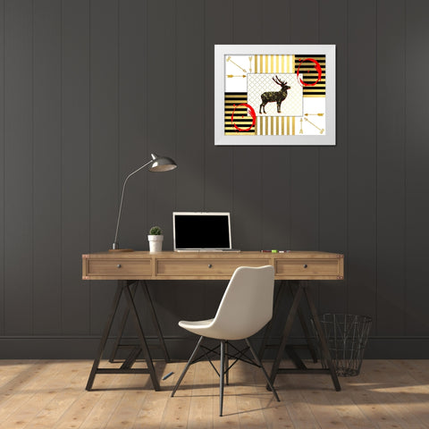 Gold Love Stag Right White Modern Wood Framed Art Print by LightBoxJournal