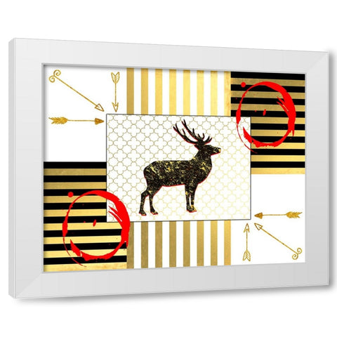 Gold Love Stag Right White Modern Wood Framed Art Print by LightBoxJournal