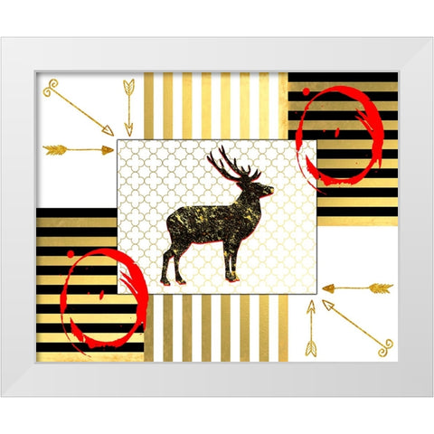 Gold Love Stag Right White Modern Wood Framed Art Print by LightBoxJournal