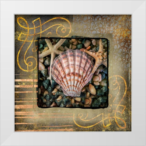 Gold Sea Scape 2 White Modern Wood Framed Art Print by LightBoxJournal