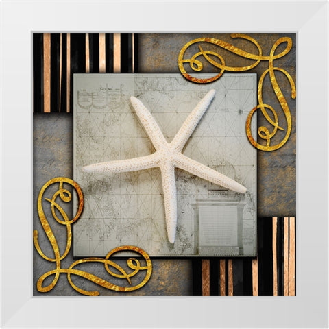 Gold Sea Scape 3 White Modern Wood Framed Art Print by LightBoxJournal