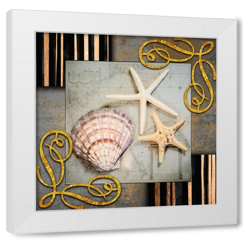 Gold Sea Scape 4 White Modern Wood Framed Art Print by LightBoxJournal