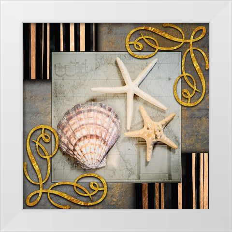 Gold Sea Scape 4 White Modern Wood Framed Art Print by LightBoxJournal