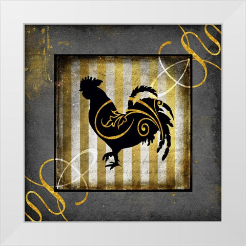Gold Welcome To Our Bistro Chicken 2 White Modern Wood Framed Art Print by LightBoxJournal