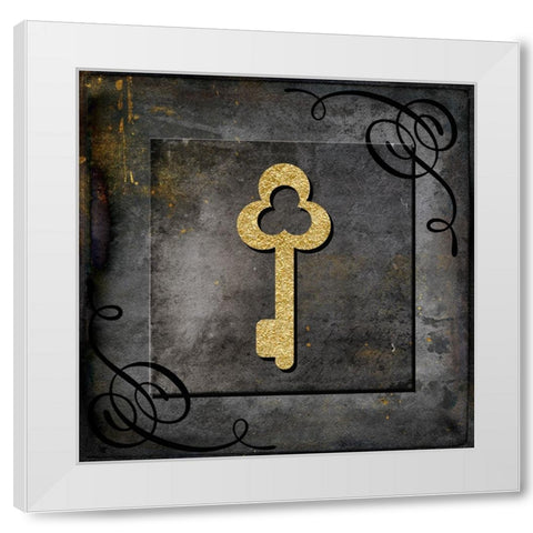 Grunge Gold Crown Key White Modern Wood Framed Art Print by LightBoxJournal