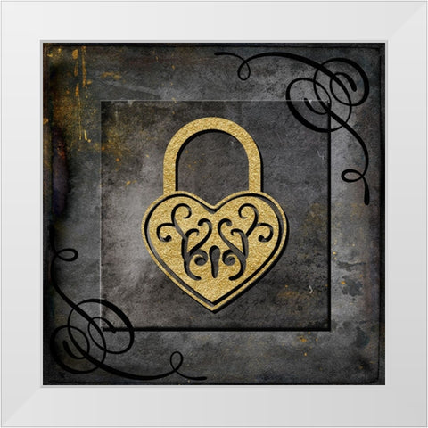 Grunge Gold Crown Lock White Modern Wood Framed Art Print by LightBoxJournal