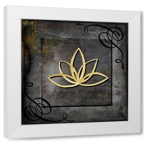 Grunge Gold Crown Lotus White Modern Wood Framed Art Print by LightBoxJournal