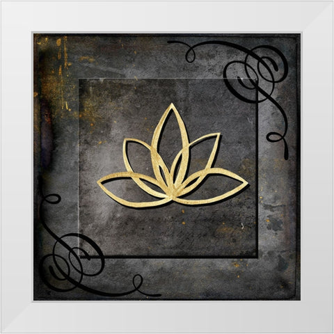 Grunge Gold Crown Lotus White Modern Wood Framed Art Print by LightBoxJournal