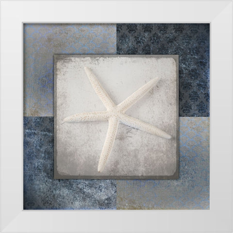 Blue Star Fish 2 White Modern Wood Framed Art Print by LightBoxJournal