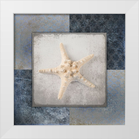 Blue Star Fish 3 White Modern Wood Framed Art Print by LightBoxJournal