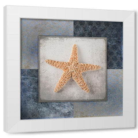 Blue Star Fish White Modern Wood Framed Art Print by LightBoxJournal