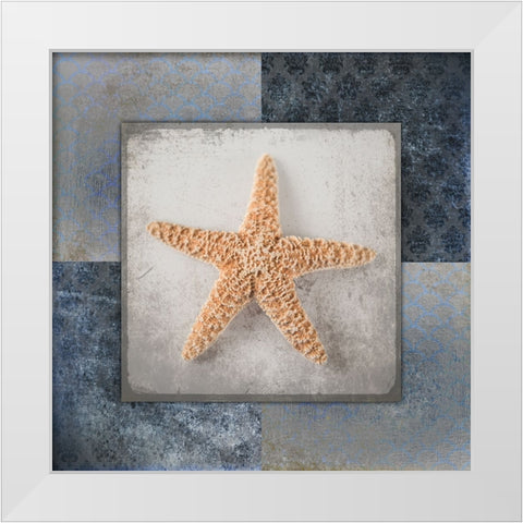 Blue Star Fish White Modern Wood Framed Art Print by LightBoxJournal